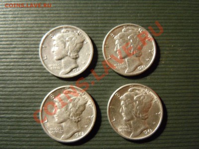 10 дайм США, 4шт.1940,41,42,43г.,серебро до 25.04.13 в 22.22 - DSCN1697.JPG