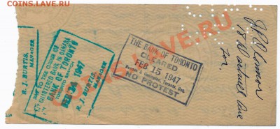 X69 Канада чек Bank Of Toronto $10,03 1947 г. 29.04 до 22°° - X69 Bank Of Toronto_2