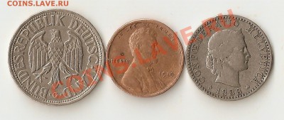 Швейцария 20 раппен 1883,  ФРГ 1 марка 1950 G, США 1ц 1919 - сканирование0020