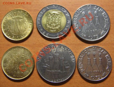 Монеты Сан-Марино: 50,100,200,500 лир. до 02.05.13 22-30 - 9