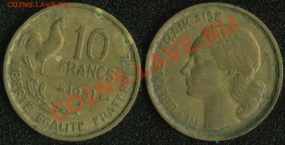 Старая Франция 10 франков 1951"В" до 22:00мск 05.05.13 - 10-1951b