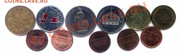 Набор иностранных монеток, 11 шт. до 10.12 в 22.00 - loonie etc 11 coins 2