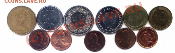 Набор иностранных монеток, 11 шт. до 10.12 в 22.00 - loonie etc 11 coins 1