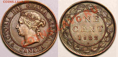 Находки нумизматов монет DD (Doubled Die) - Канада, 1 цент 1882
