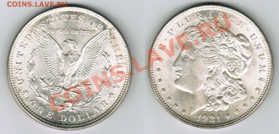 Иностранные монеты форумчан ( Серебро в патине и в Блеске ) - 1 dollar Morgan 1921 - копия