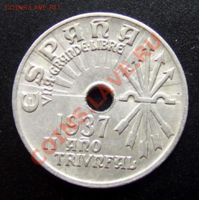 МОНЕТЫ МИРА №1 - Испания 25 сентимо (1937) А