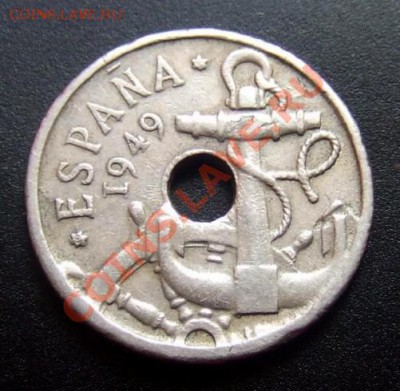 ИСПАНИЯ 50 сентимо (1949) Якорь до 12.05 (20.00) - Испания 50 сентимо (1949) Якорь А