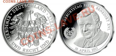 Настольная медаль 80 лет Папе Римскому Бенедикту XVI - 7606_1_b