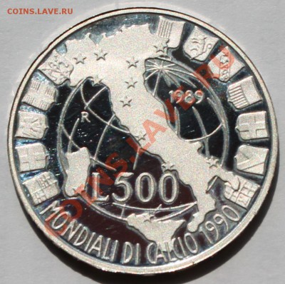 Италия 500 лир 1989. ЧМ - 1990. Серебро. - 1