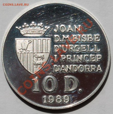 Андорра 10 динеров 1989. Барселона-92. Футбол. Серебро. - 2