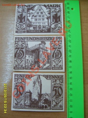 ГЕРМАНИЯ,PADERBORN:1марка,75+50 пф.1921,нотгельд!до 17.05. - S6000692.JPG