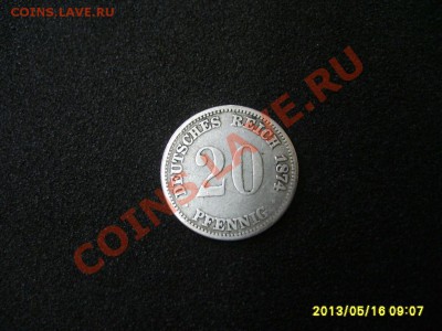 ГЕРМАНСКАЯ ИМПЕРИЯ: 20 ПФЕННИГОВ 1874 А , Ag !!до 17.05.2013 - S6000765.JPG