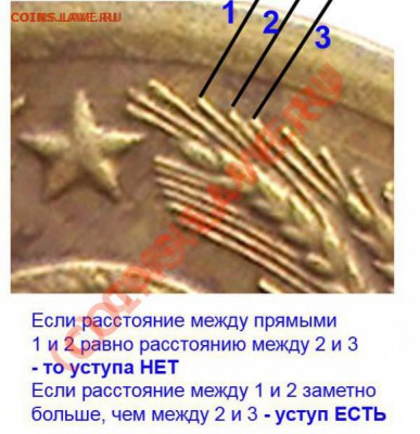 1 копейка 1975 года  с уступом. - Уступ на_1к 1975