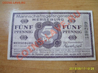 ГЕРМАНСКАЯ ИМПЕРИЯ: лагерь MERSEBURG 5 PF 1.01.1916 - S6000886.JPG