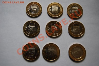 девять 5-евровых монет Финляндии(2010-2011, серия регионы)U - DSC_0534.JPG