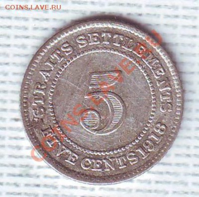 Ag.Straits Settlements.5 Центов.1918.Георг 5.  до 24 Мая - 19180007.JPG