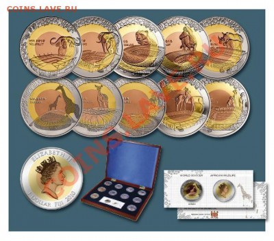 Набор Фиджи 10 монет 1$ "Чемпионат мира по футболу 2010" - image