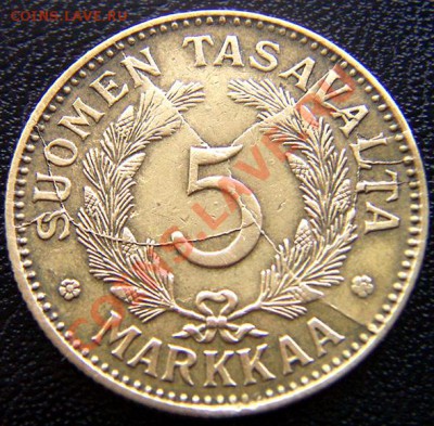 Финляндия_5 марок 1941. Редкий дефект; до 22 мая_22.34мск - 5409
