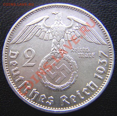 Германия (3 Рейх)_2 рейхсмарки 1937(Е); Ag; до 23.05_22.18мс - 5400