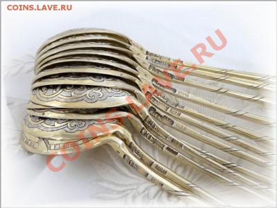 Столовые ложки Серебро,Позолота 1866г - 06-1