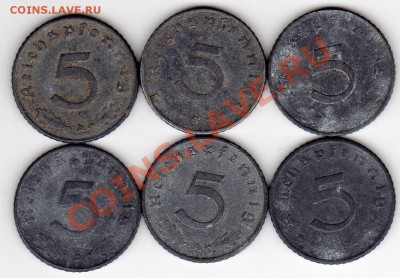 ГЕРМАНИЯ 5 ПФЕННИГОВ 1940-42 (6ШТ.) 30.05.13 В 22.00 (5202) - img091