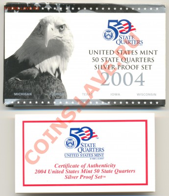 Серебро пруф США. Набор квотеров 2004г. до 30.05.13г - 2004 002