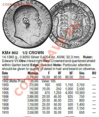 Half Crown 1902 года, нечастая. до  29.05.2013 - краузе