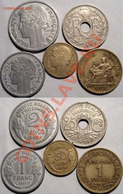Франция, 5 монет 1923-1946 гг.., до 28.05.2013 22-00 - Франция 1923-1946