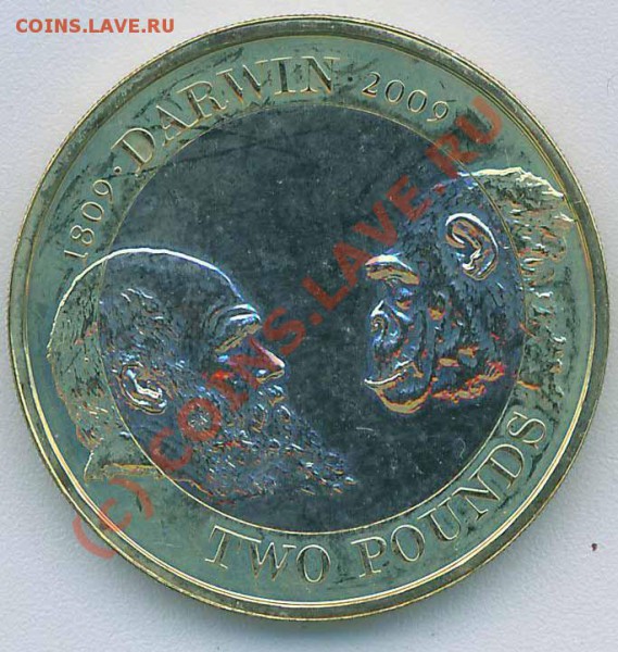 2 фунта Великобритания 2009 г. Дарвин - Darwin_r