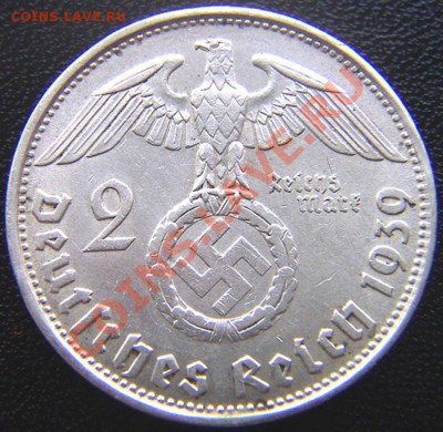Германия (3-й Рейх)_2 рейхсмарки 1939(В); Ag; до 27.05_22.02 - 5398