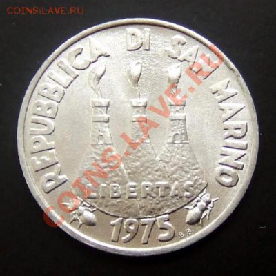 САН-МАРИНО 1 лира (1975) Пауки до 31.05 (22.00) - Сан-Марино 1 лира (1975) А