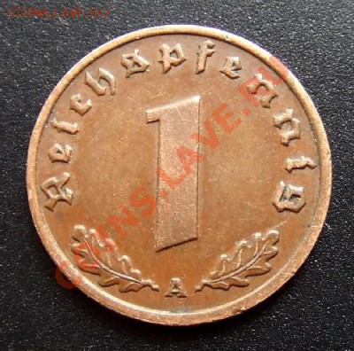 ГЕРМАНИЯ (Рейх) 1 рейхспфенниг (1937 А) до 31.05 (22.00) - Германия (Рейх) 1 пфенниг (1937 А) №9 Р