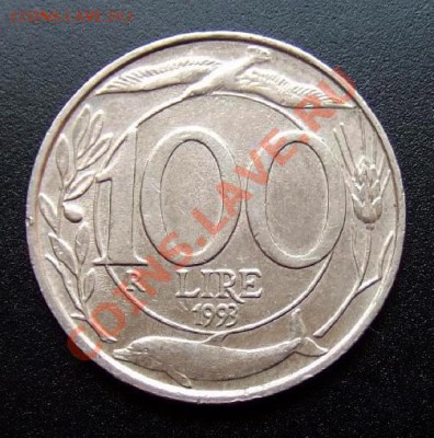 ИТАЛИЯ 100 лир (1993) Дельфин и чайка до 31.05 (22.00) - Италия 100 лир (1993) Дельфин Р