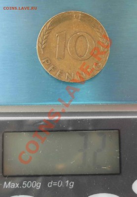 10 пфеннигов ФРГ, на маленькой заготовке - DSCN0003.JPG