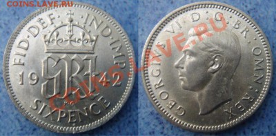 Великобритания: Ag-500 6 пенсов 1942 Георг 6 до 05.06 22-0 - 6 центов 1942.JPG