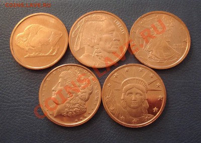 1 унция   США   999 проба   2011г   комплект 5шт - Американская медь_1