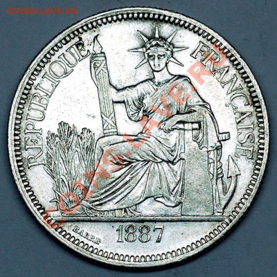 Французский Индокитай_1 пиастр 1887(А); Ag; до 02.06_22.18м - 5499