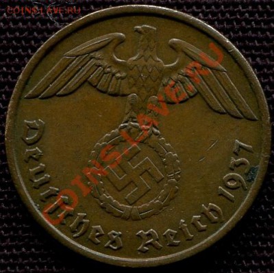 ГЕРМАНИЯ - 2 рейхсфенига 1937 А - до 8 июня - 618