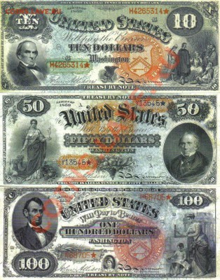 США 1,2,5,10,50,100 долларов 1869г пресс до 10.06 21.00мск - США 1,2,5,10,50,100 долларов 1869г-3