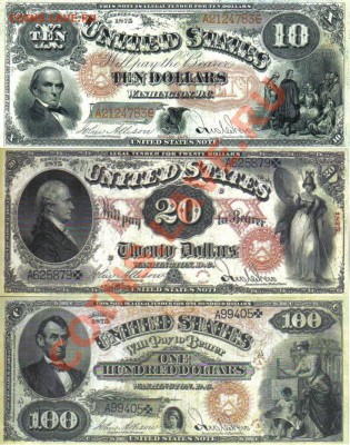 США 1,2,5,10,20,100 долларов 1875г пресс до 10.06 21.00мск - США 1,2,5,10,20,100 долларов 1875г-3
