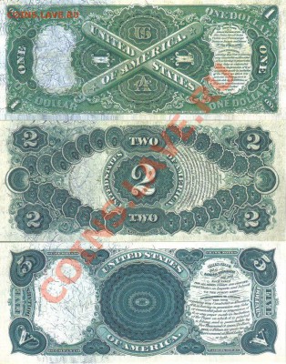 США 1,2,5,10,20,100 долларов 1875г пресс до 10.06 21.00мск - США 1,2,5,10,20,100 долларов 1875г-2