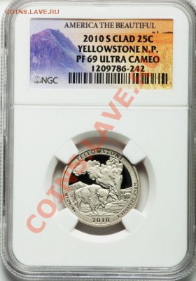 Монеты США квотеры в слабах - 25C Q Yellowstone National Park Clad PR69 Ultra Cameo NGC