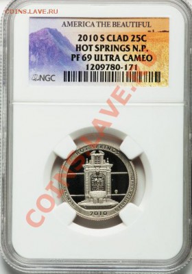 Монеты США квотеры в слабах - Hot Springs National Park Clad PR69 Ultra Cameo NGC