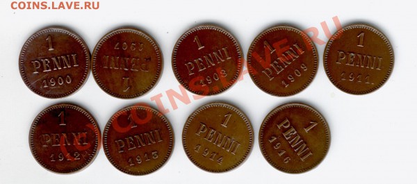 1 пенни (9шт.) Российская Финляндия до 20-00 МСК 18.12.2009 - p1916d
