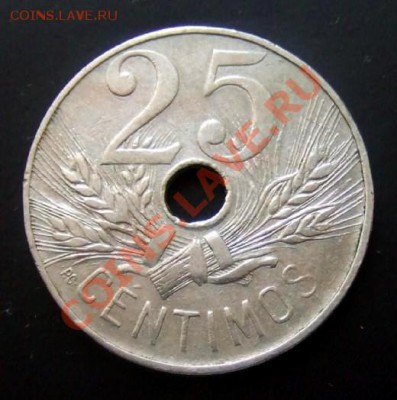 ИСПАНИЯ 25 сентимо (1927) до 13.06 (22.00) - Испания 25 сентимо (1927) Р