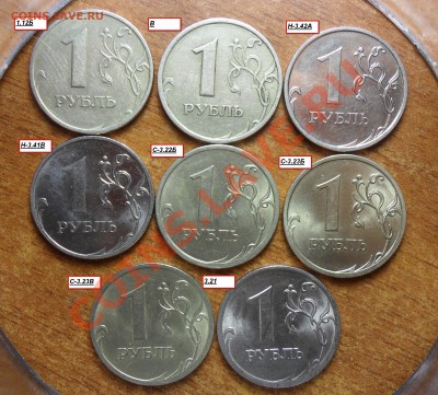 Лот разновидов 1руб. 1998, 2005, 2009,2010гг. ммд. и спмд. - 3