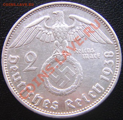 Германия (3-й Рейх)_2 рейхсмарки 1938(F); Ag; до 16.06_22.02 - 5610