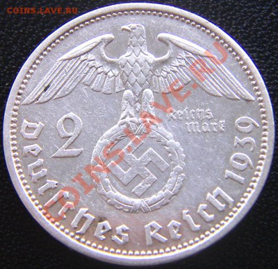 Германия (3-й Рейх)_2 рейхсмарки 1939(А); Ag; до 16.06_22.08 - 5616
