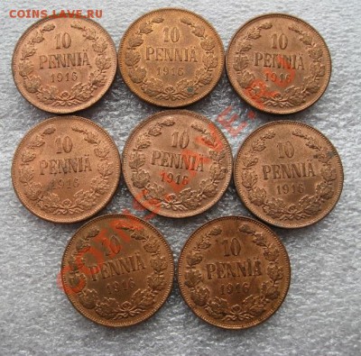 Русская Финляндия, 10 пенни 1916-17, штемпельные - image