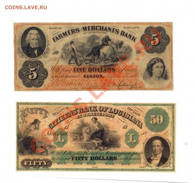 5 долларов 1863 и 50 долларов 1860 гг - 1